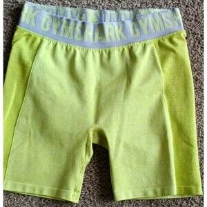 Gymshark Flex Shorts Women Size Large Neon Lime Green Seamless Spellout Waist